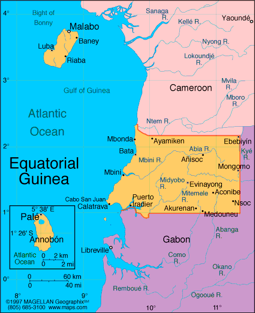 politique carte du Guinee Equatoriale